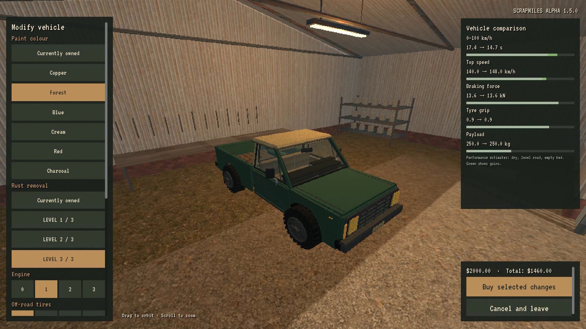 Previewing green paint, body restoration and an engine upgrade in the workshop.